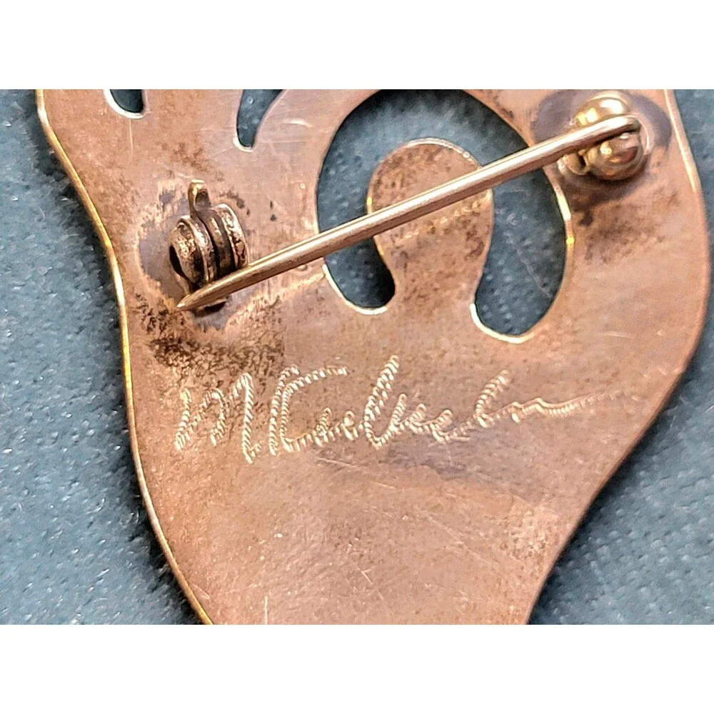 Vintage Sterling Silver Free Spirit Trio Modernist Artisan Signed Brooch Pin